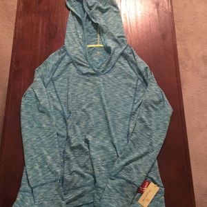 Tangerine Workout Top with a hood